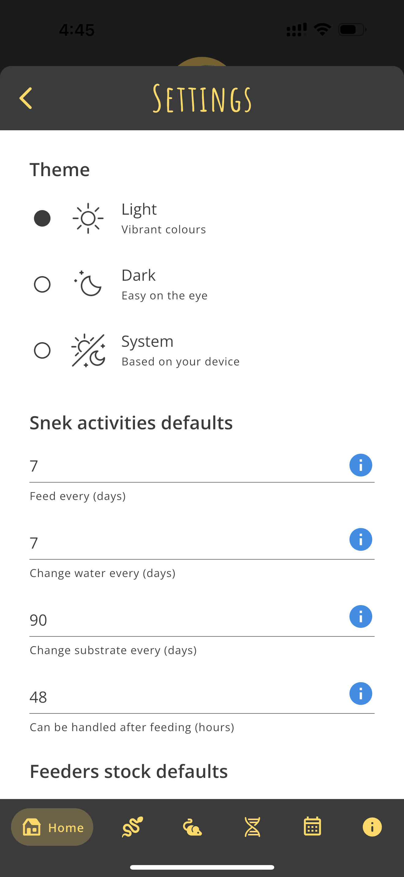 Customizable Settings